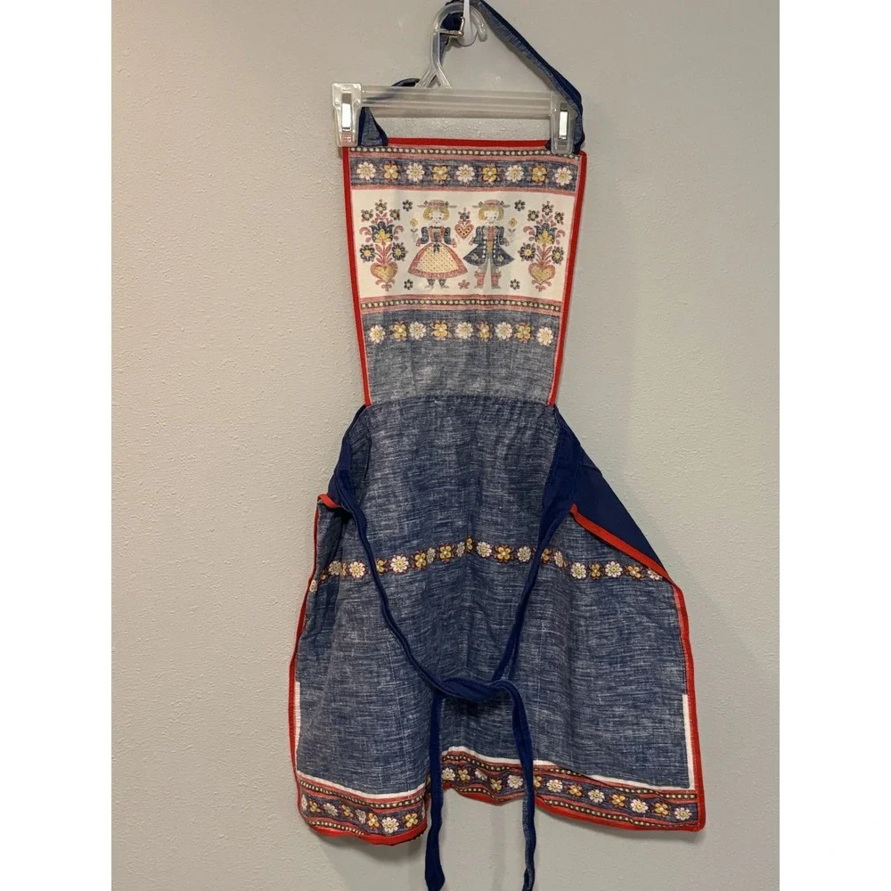 Vintage Austrain Folk Art Scandinavian Apron Women's Full Bib One Size Fits Most
